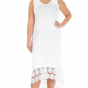 🤍Nina Leonard White Dress-women’s clothing-medium-summer-cocktail-floral🤍